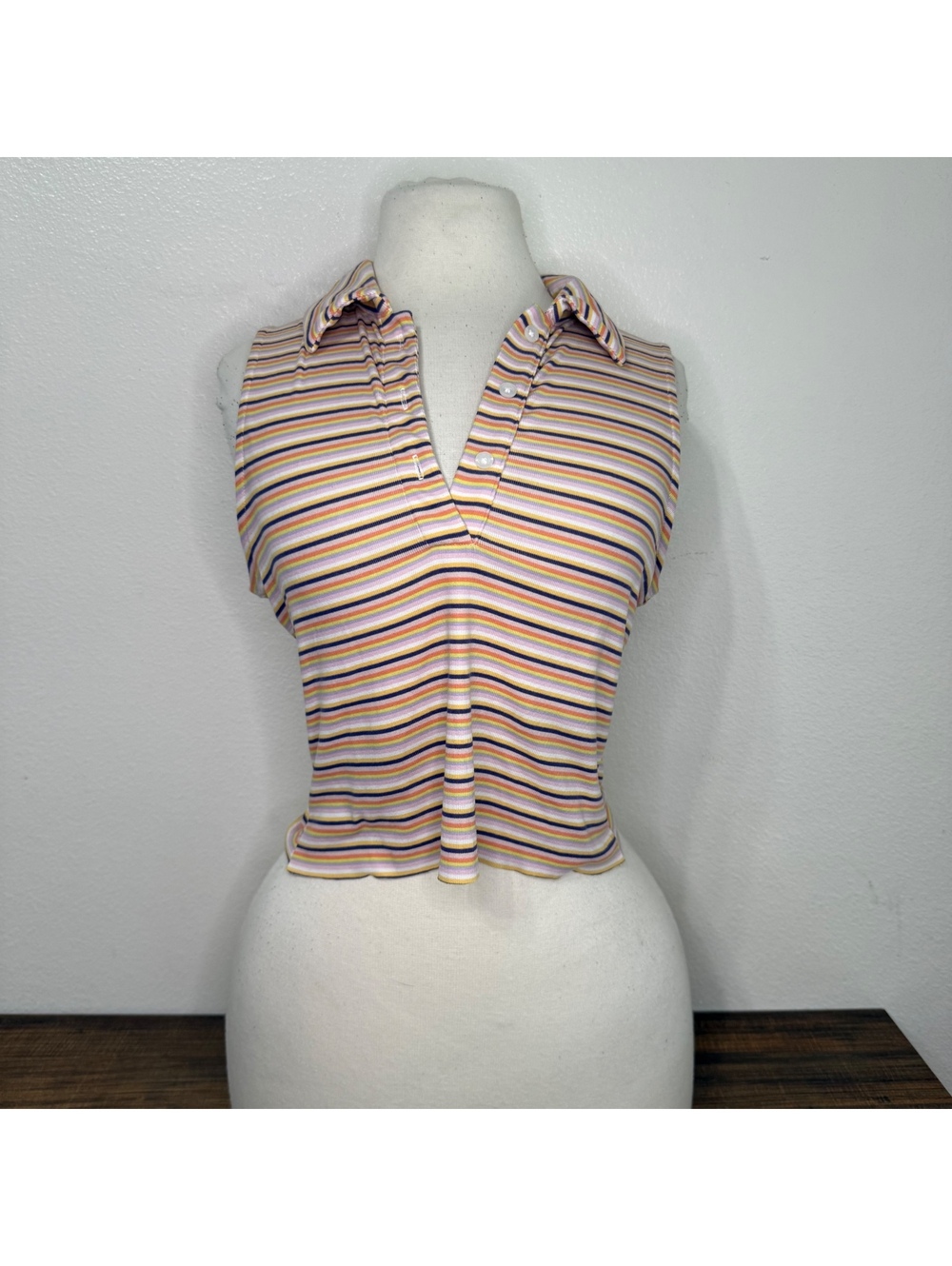 SO Striped Colorful Sleeveless Shirt Size S